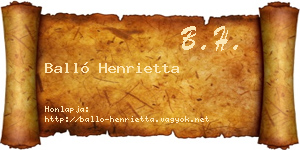 Balló Henrietta névjegykártya